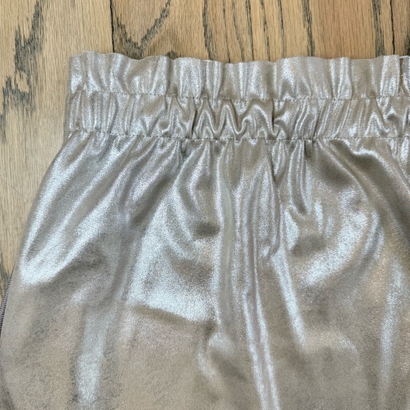 Zara Knit Silver Metallic Mini Pull On Elastic Waist Skirt with Pockets Size S - Picture 3 of 13